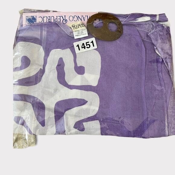 Mango Republic Large Purple/White Print Scarf / Beach Cover Up / Wrap - Picture 9 of 9